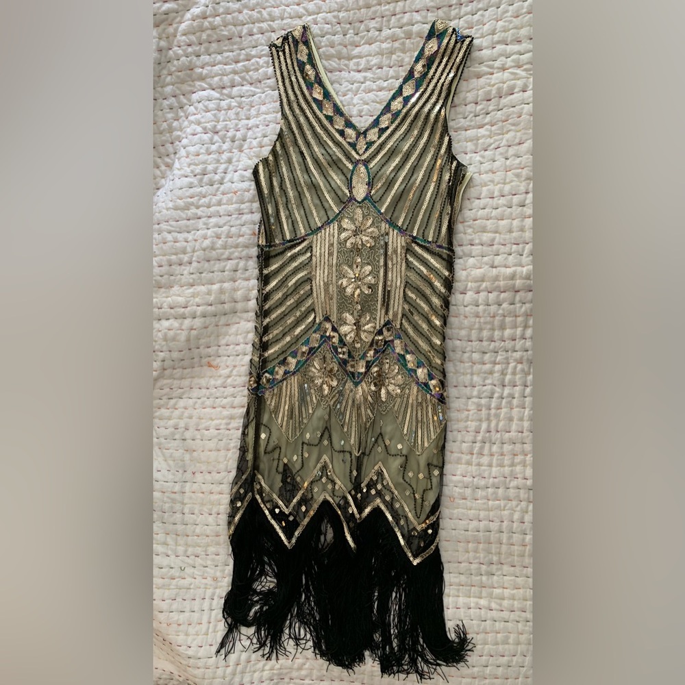 Multicoloured gold and sequin 20’s flapper style dress, Halloween costume 👻🎃